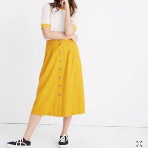 Madewell Patio Button-front Midi Skirt Size 12